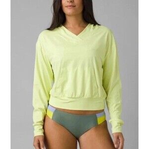 $69 PrAna Eileen Hoodie Womens XL Yellow Gym Outdoors Running Yoga Swim Cover